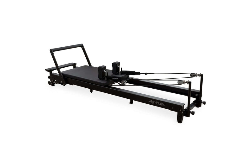 Align Pilates C8-Pro Noir, black reformer three quarter view