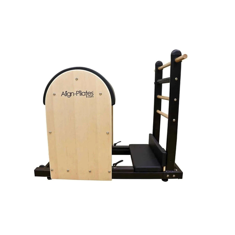 Align Pilates Ladder Barrel RC, side view with standing board in place