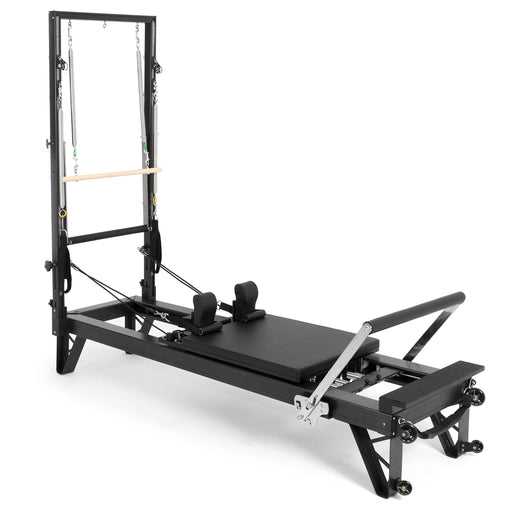 Elina Pilates HL 3 Aluminium Reformer with Tower, angled studio view