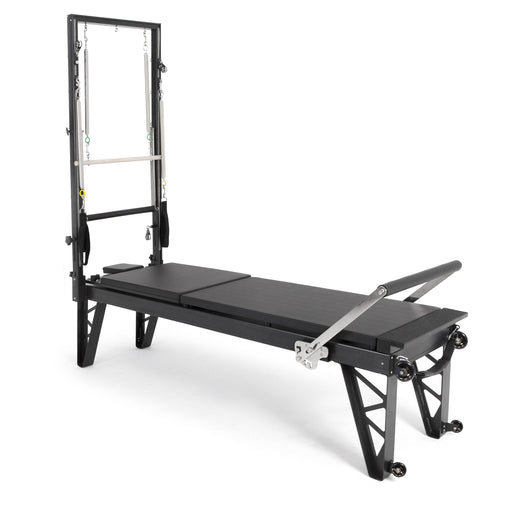 Elina Pilates HL 4 Aluminium Reformer with Tower, angled studio view