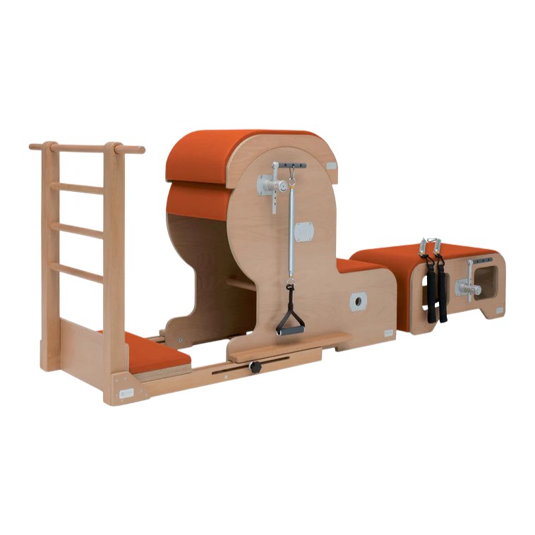 BASI Systems Arm Chair Barrel Set upholstered in Campfire Orange, the whole apparatus shown against a plain background