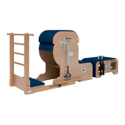 BASI Systems Arm Chair Barrel Set upholstered in Dark Navy, the whole apparatus shown against a plain background