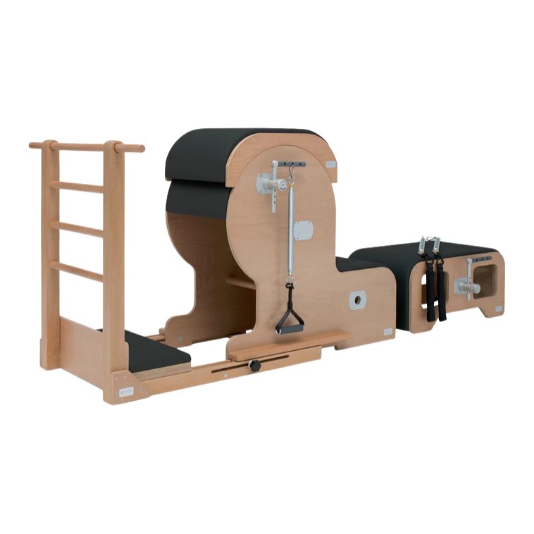 BASI Systems Arm Chair Barrel Set upholstered in Moonless Night Black, the whole apparatus shown against a plain background