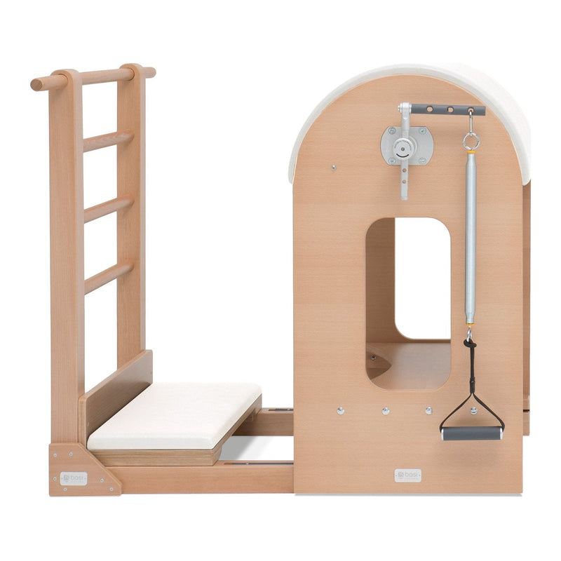 BASI Systems Ladder Barrel upholstered in Pristine White, the whole apparatus shown against a plain background