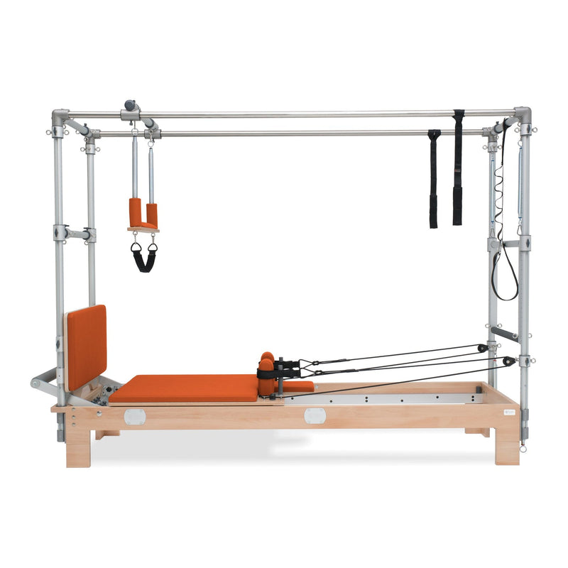 BASI Systems Reformer Combo upholstered in Campfire Orange, the whole apparatus shown against a plain background, second view