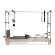 BASI Systems Reformer Combo upholstered in Dark Cool Sand, the whole apparatus shown against a plain background, second view