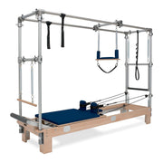 BASI Systems Reformer Combo upholstered in Dark Navy, the whole apparatus shown against a plain background