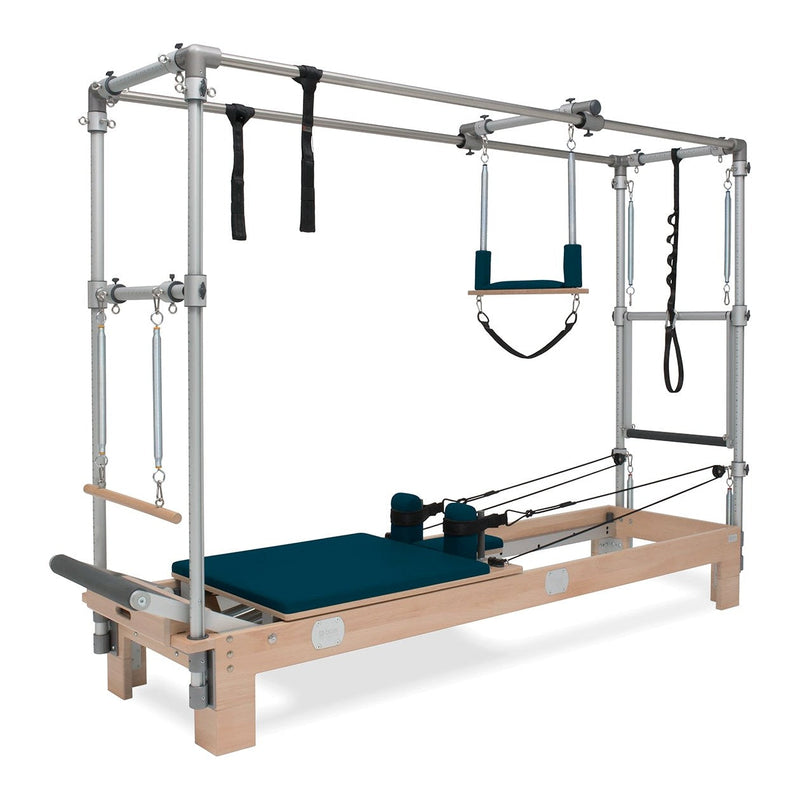 BASI Systems Reformer Combo upholstered in Petrol Green, the whole apparatus shown against a plain background