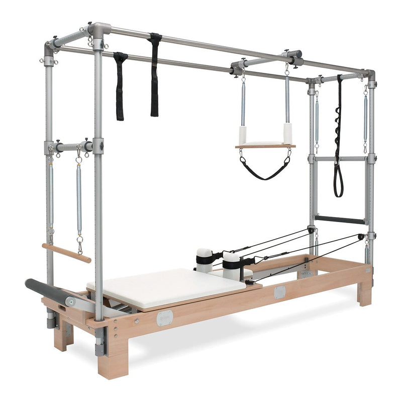 BASI Systems Reformer Combo upholstered in Pristine White, the whole apparatus shown against a plain background