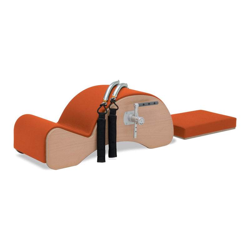 BASI Systems Spine Corrector with F2 System upholstered in Campfire Orange, the whole apparatus shown against a plain background