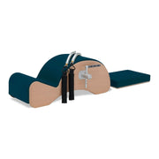 BASI Systems Spine Corrector with F2 System upholstered in Petrol Green, the whole apparatus shown against a plain background