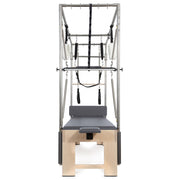 Elina Pilates Cadillac in grey, front view through the frame