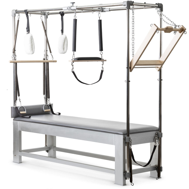 Elina Pilates Classic Aluminium Cadillac in grey, 3/4 studio view
