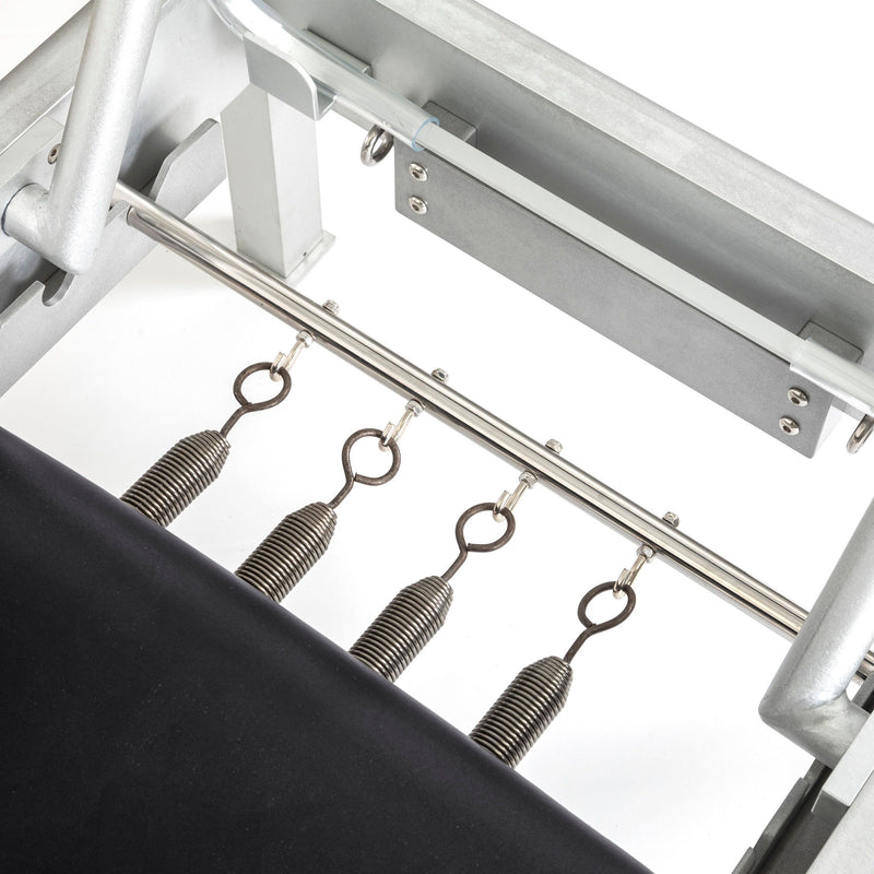 Four classic carriage springs on the aluminum frame, black
