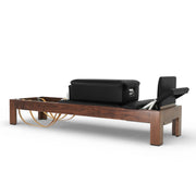Classic Dark Wood Reformer with sitting box, black upholstery