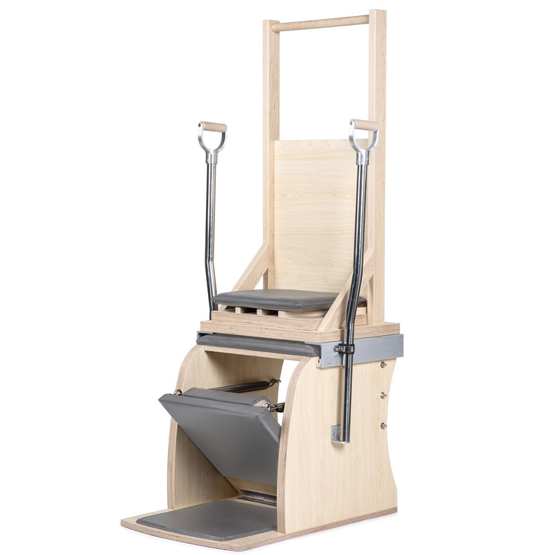 Elina Pilates Classic Combo Chair with Back in grey, electric-chair configuration with backrest and side handles