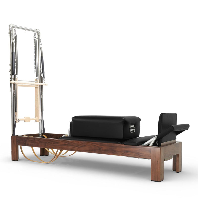 Elina Pilates Classic Dark Wood Reformer 86" with Tower in black