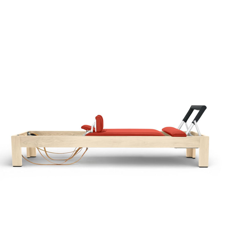 Elina Pilates Classic Natural Wood Reformer in red
