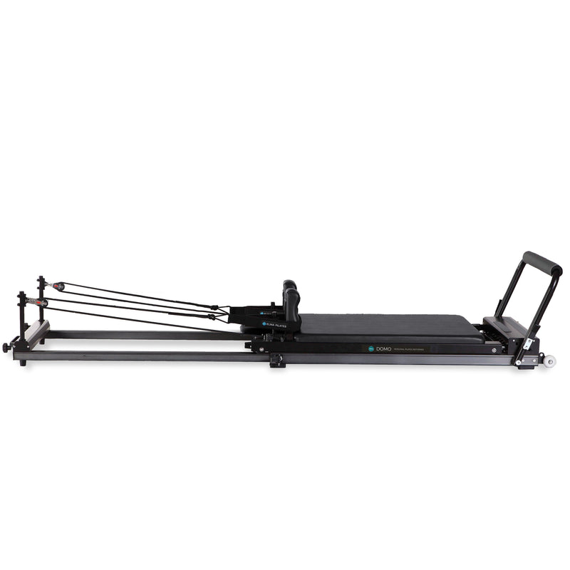 Elina Pilates Domo Folding Home Reformer Bundle in black, angled view
