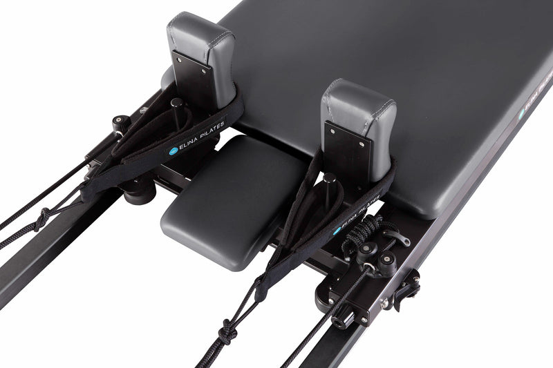 Elina Pilates Domo Folding Home Reformer Bundle in black, detail