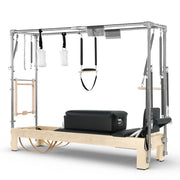 Elina Pilates Natural Wood Cadillac Reformer in black