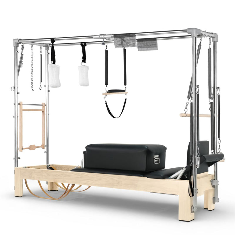 Elina Pilates Natural Wood Cadillac Reformer in black