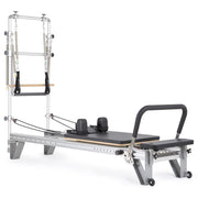 Elina Pilates Mentor Reformer with Tower in black, angled studio view