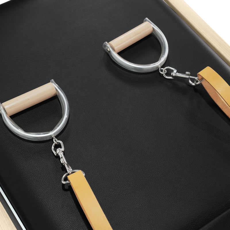 D-ring handles and leather straps, black pad