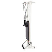Nubium Reformer with Tower stored upright on its wheels, white frame