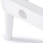 Nubium white aluminum frame leg with embossed Elina logo
