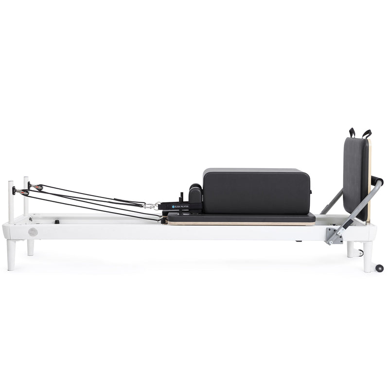 Nubium Reformer side view with sitting box and jump board, black