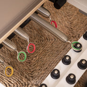 Nubium color-ringed springs and peg rack detail
