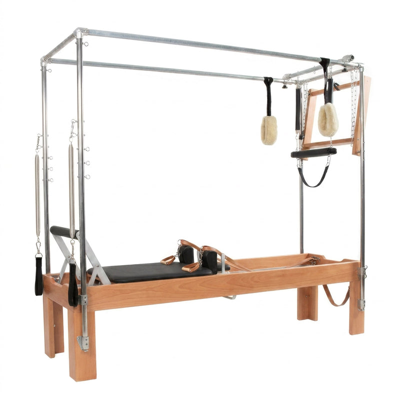 Peak Pilates Artistry Convertible with Leather Straps, angled studio view