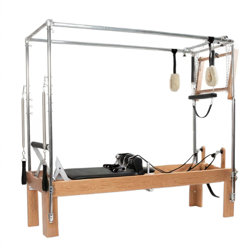 Peak Pilates Artistry Convertible with Rope in beechwood, angled studio view