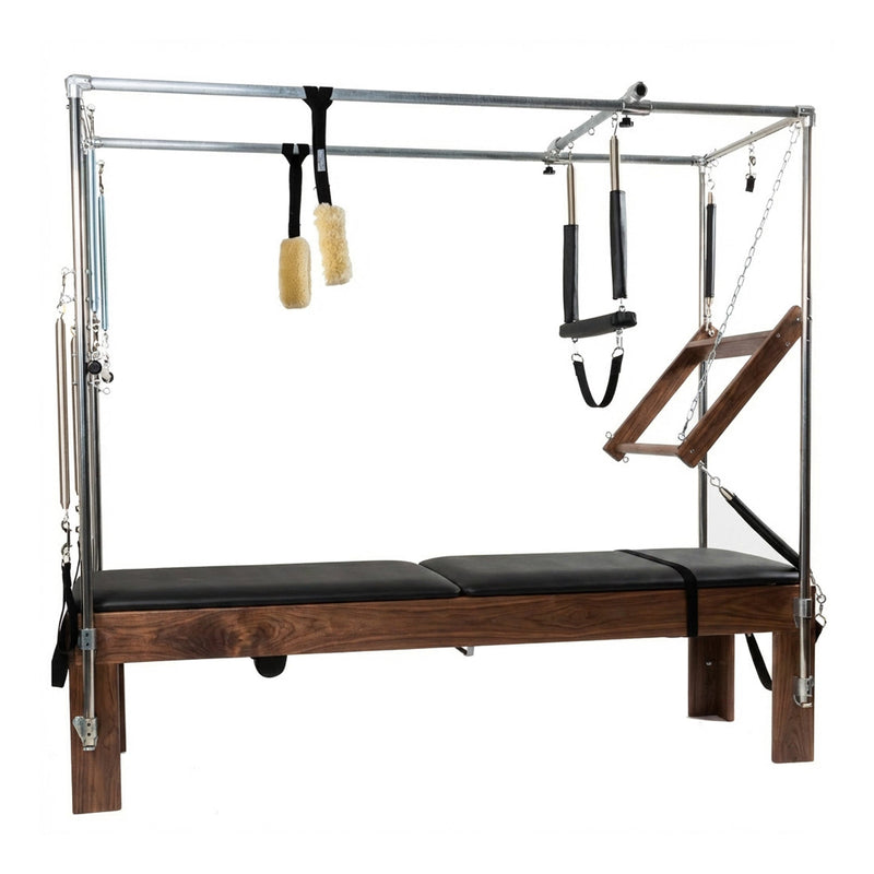 Peak Pilates Artistry Convertible with Rope in walnut, with twin mats fitted