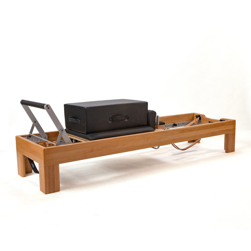 Peak Pilates Artistry Reformer with Leather in beechwood, with the Long/Short Box