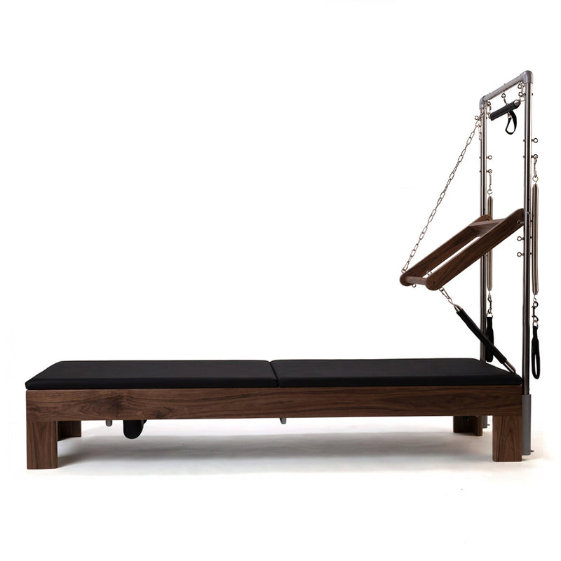 Peak Pilates Artistry TWS with Leather Straps in walnut, side view