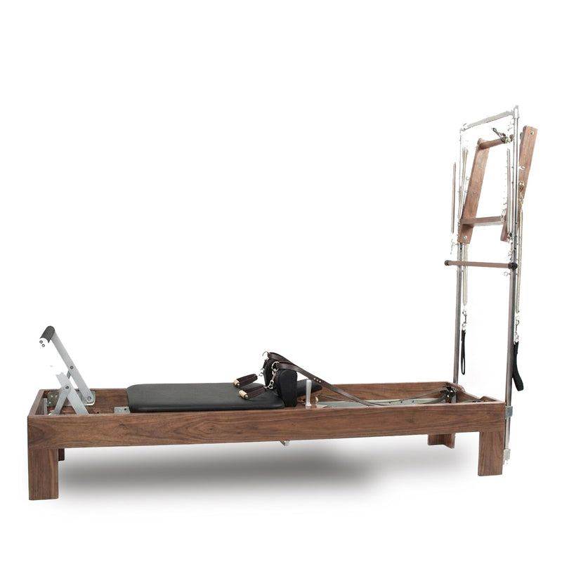 Peak Pilates Artistry TWS with Vegan Straps in walnut, side view