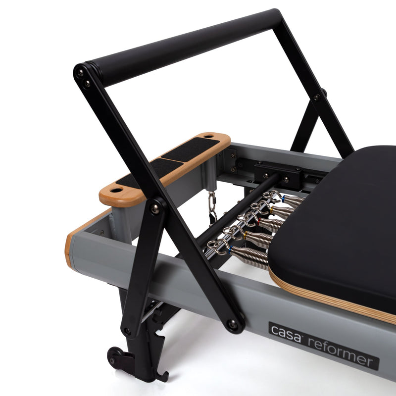 Peak Pilates casa Reformer with Long/Short Box, spring and gear bar detail