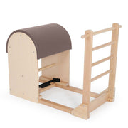 Elina Pilates Ladder Barrel with wooden base in taupe made-to-order upholstery — made-to-order colourway