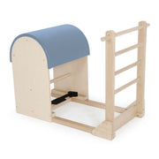 Elina Pilates Ladder Barrel with wooden base in light blue made-to-order upholstery — made-to-order colourway
