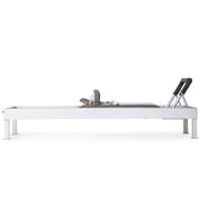 Classic Aluminium Reformer 86" side view of the bare aluminium frame, footbar raised