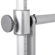 Numbered tower upright with measurement scale and clamp knob