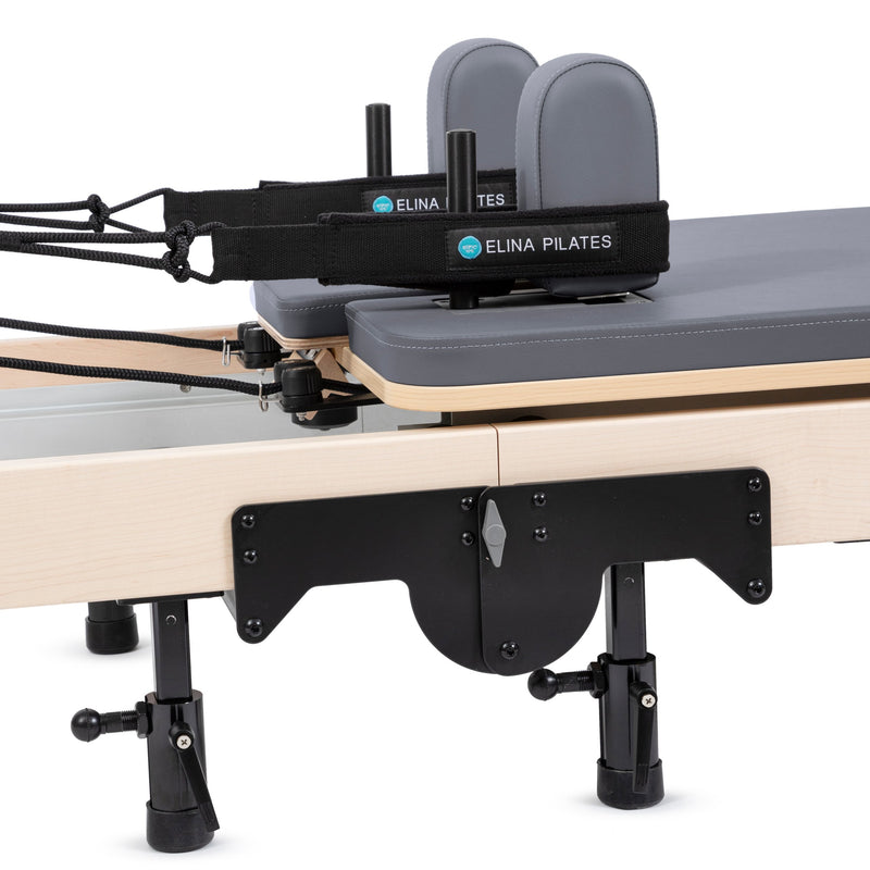 Foot end: shoulder rests, straps, folding plate and adjustable legs, grey