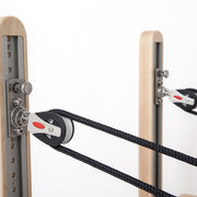 Elite Wood Reformer rope pulley riser detail