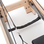Elite Wood Reformer maple frame with Elina Pilates engraving and strap anchor