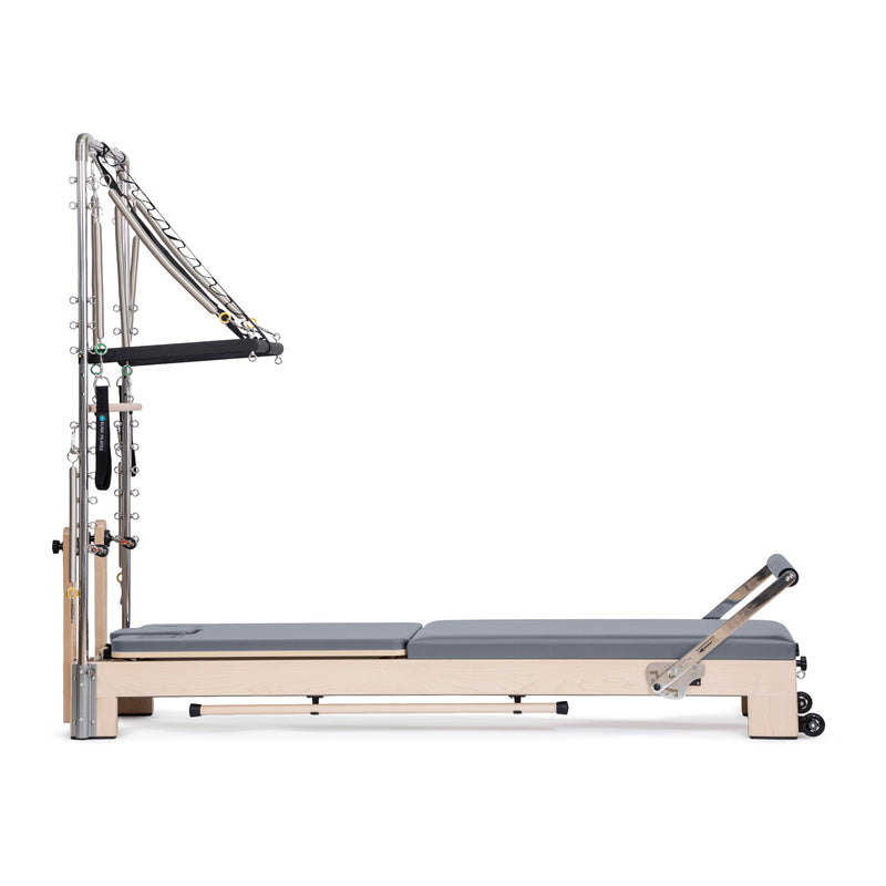Lignum Reformer with Tower in grey, straight side view