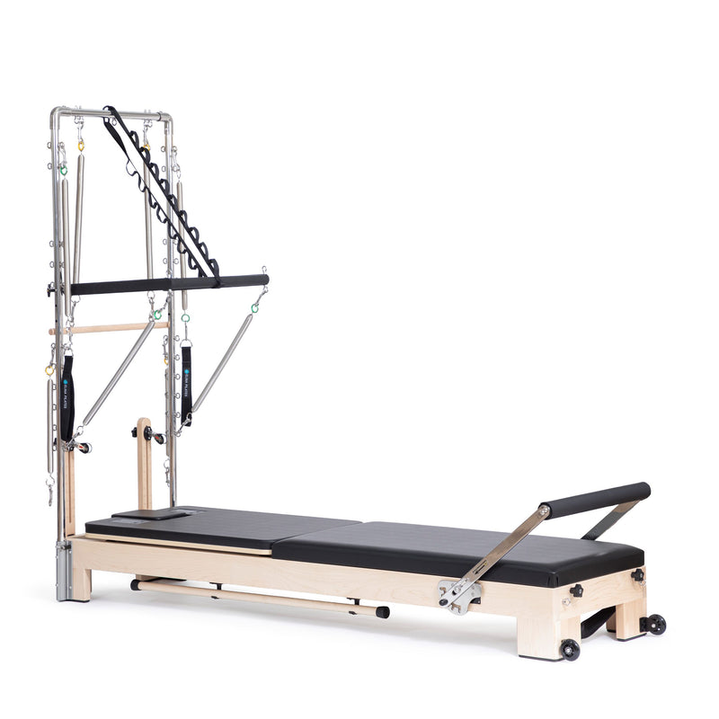 Lignum Reformer with Tower in black, angled studio view